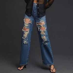 Anthropologie Pilcro The Joey High-Rise Straight Jeans Blair Wash Size 25